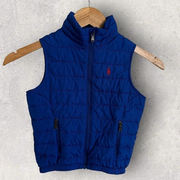 Polo Ralph Lauren Boys 2/2T Royal Blue Quilted Puffer Vest Zip Up Jacket